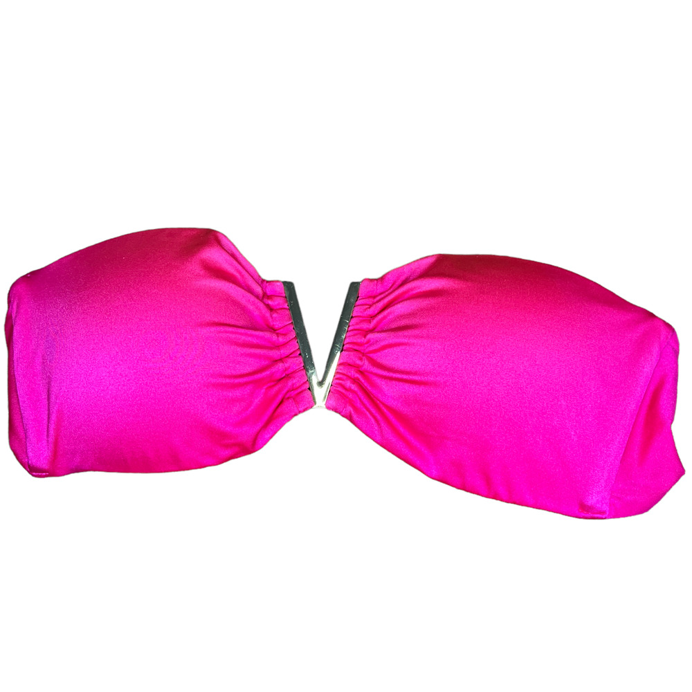 Victoria’s Secret hot pink strapless bikini top V padded bandeau size M